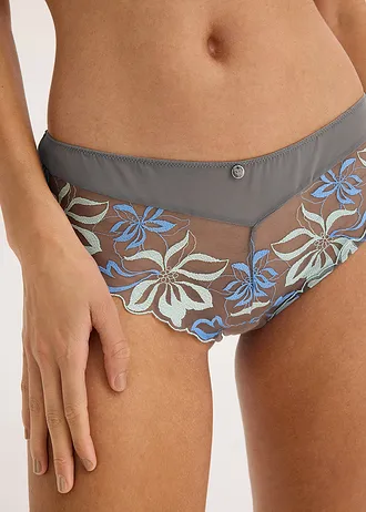 Chilot hipster cu broderie fină • gri-granit-albastru mediu floral • magazin bonprix