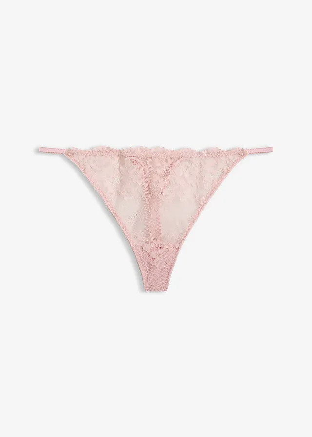 Tanga string van fijne kant, Kleur: roze poudre
