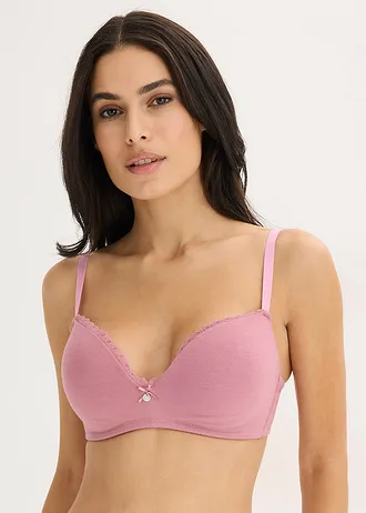 Push up bh zonder beugels met katoen (set van 2) • zwart + mauve • bonprix online shop