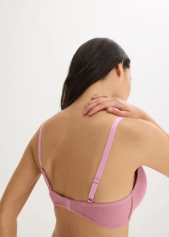 Sutien push-up fără armătură, cu bumbac (2 buc.) • negru+mov-maroniu • magazin bonprix