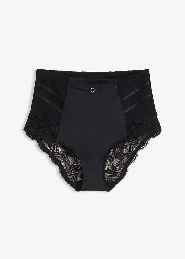 Corrigerende slip met kant, medium corrigerend, Kleur: zwart