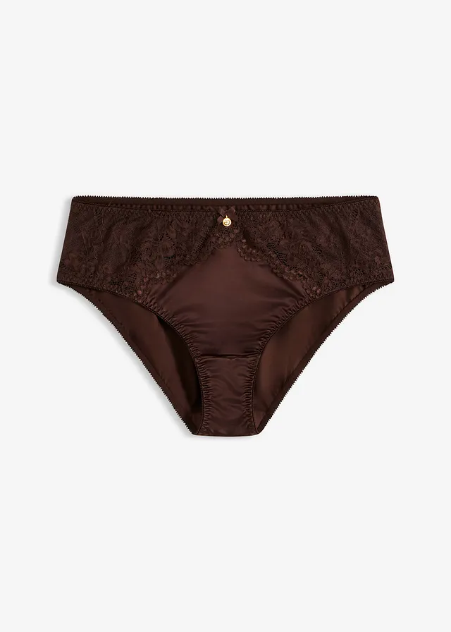 Maxislip met glanseffect, Kleur: donkerbruin