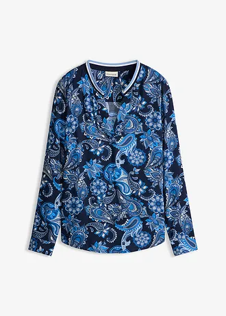 Tuniekblouse van soepele viscose, Kleur: donkerblauw-middenblauw paisley