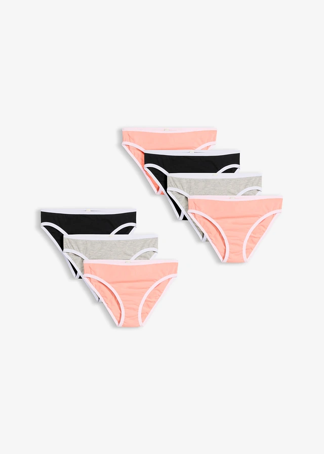 Slip met katoen (set van 7), Kleur: zalmroze+zwart+lichtgrijs gemêleerd