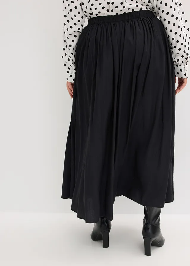 Maxirok van soepele viscosemix, Kleur: zwart