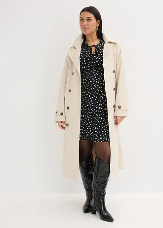 Rochie din jerse în linie de A, culoare: negru, cu imprimeu grafic