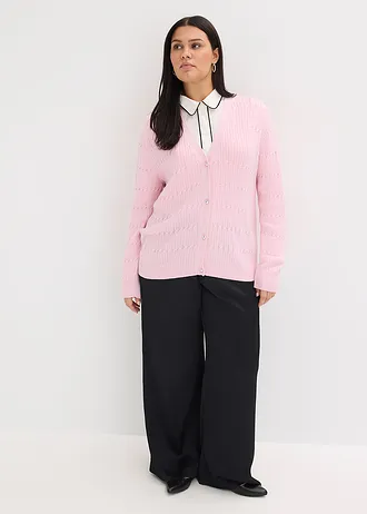 Gilet en fine maille de viscose mélangée, Couleur: rose cristal