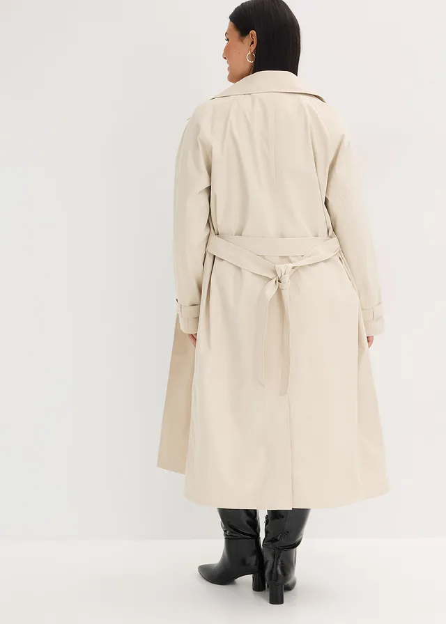 Gevoerde trenchcoat, Kleur: lichtsand