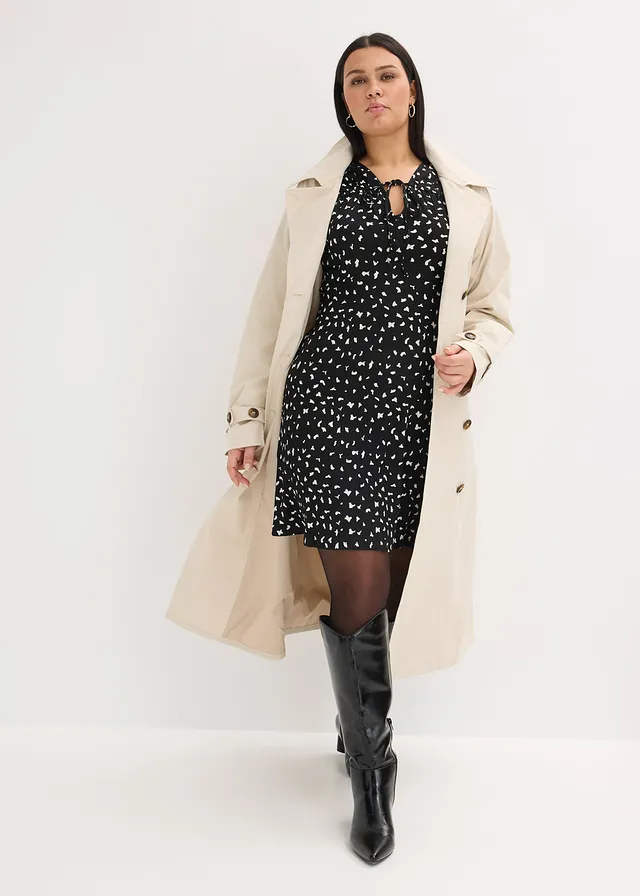 Gevoerde trenchcoat, Kleur: lichtsand