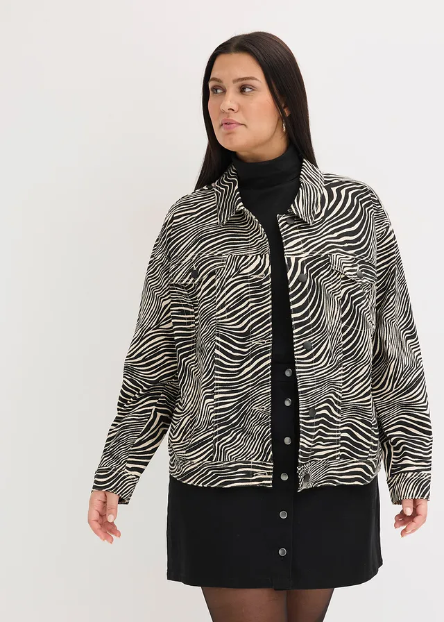Twill jas, Kleur: sand-zwart zebraprint