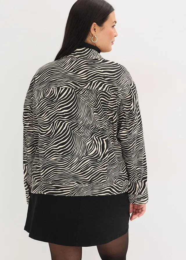 Twill jas, Kleur: sand-zwart zebraprint