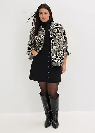 Twill jas, Kleur: sand-zwart zebraprint