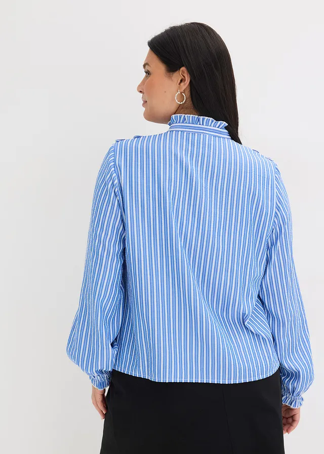 Blouse, Couleur: bleu/blanc rayé
