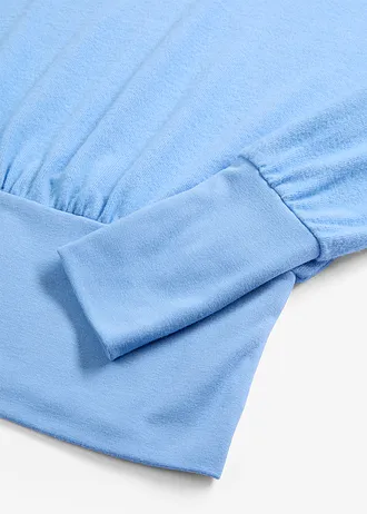 Bluză cu mâneci lungi din mix cu viscoză • albastru mediu • magazin bonprix