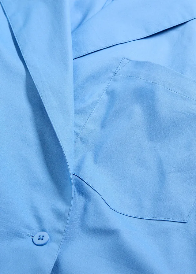 Lange blouse met V-hals • middenblauw • product-page.page-title-suffix