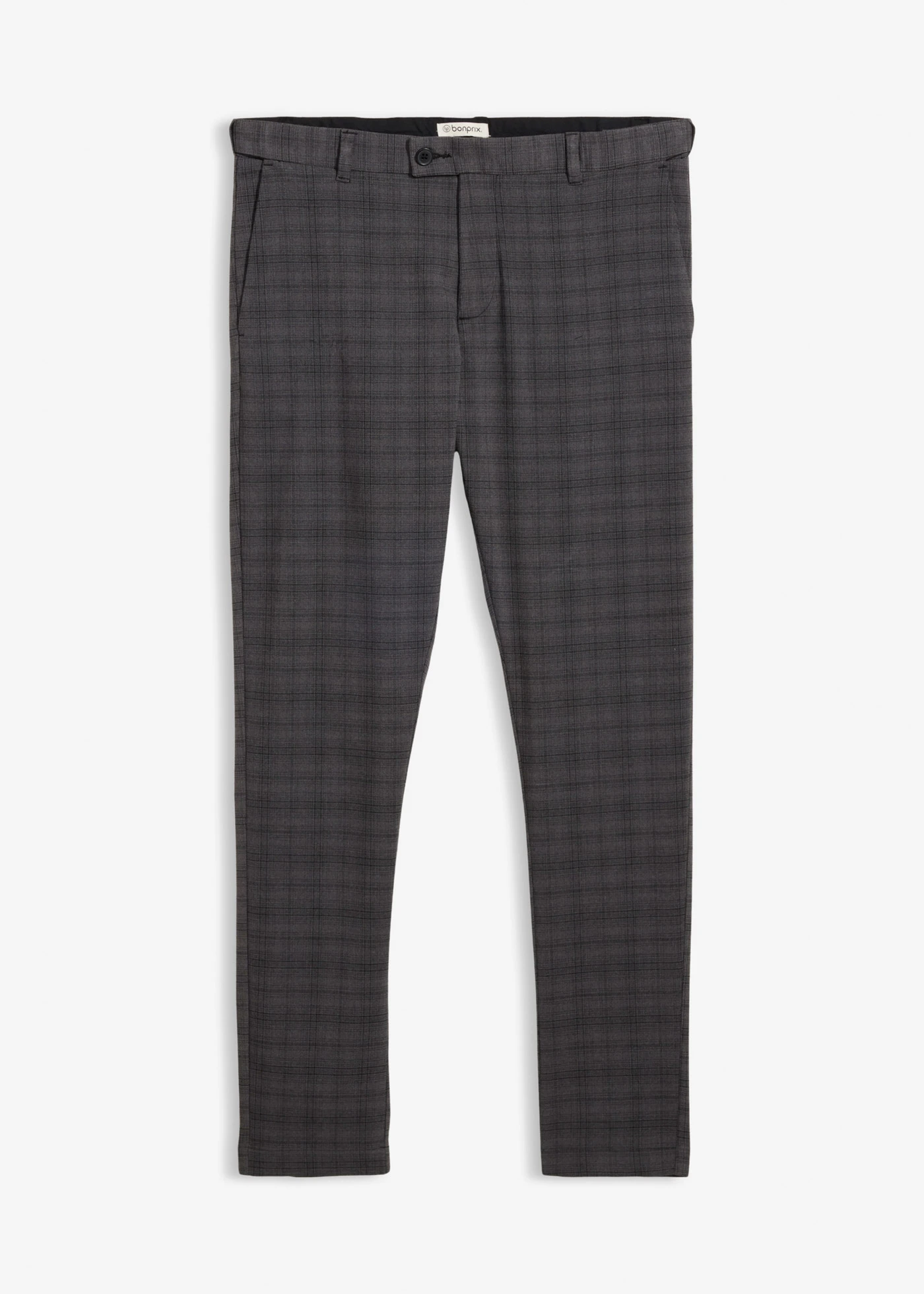 Pantaloni de costum din material cu stretch, cu talie elastică, Regular Fit • gri-antracit melanj-negru cadrilat • magazin bonprix