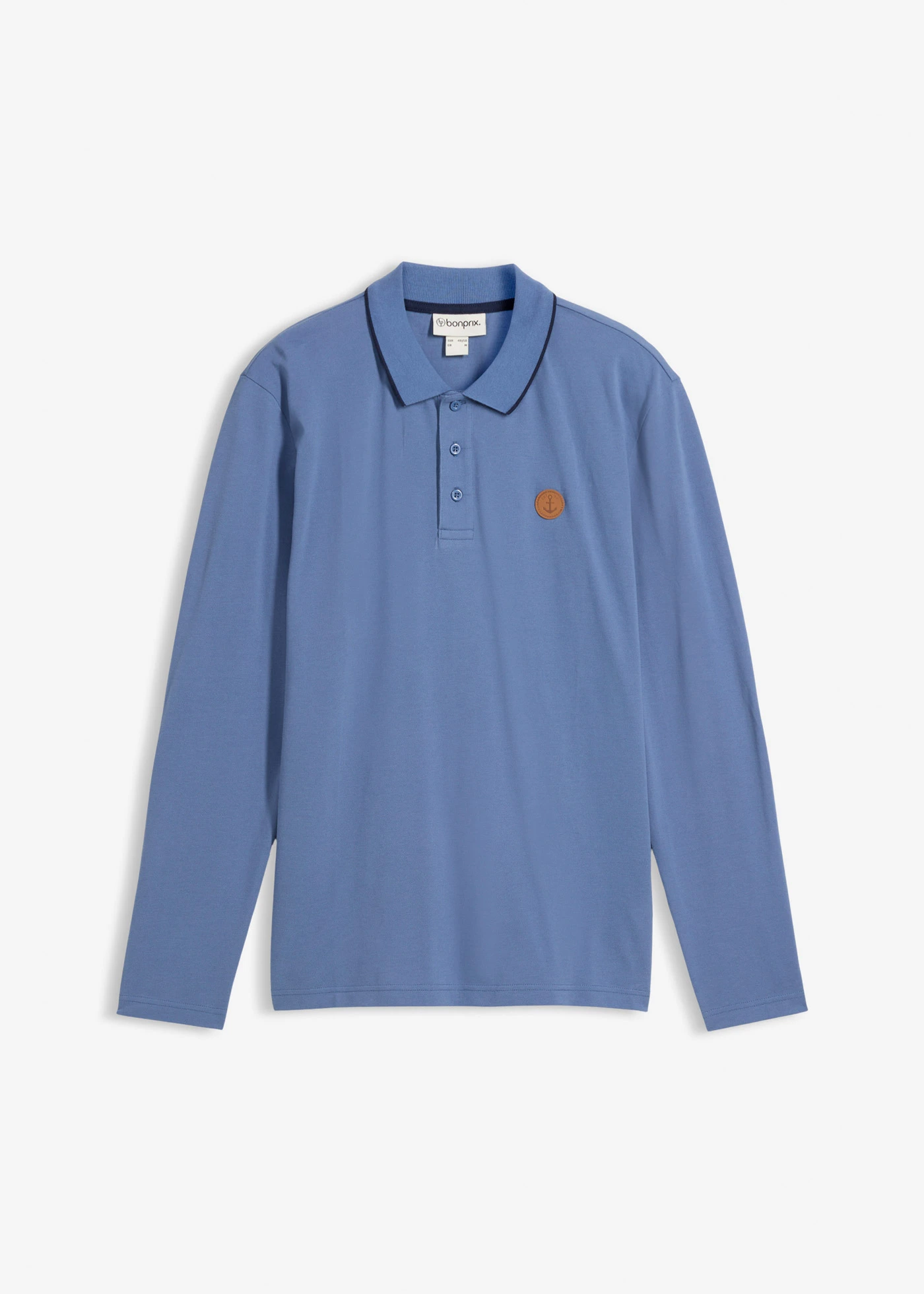 Poloshirt met lange mouwen van biologisch katoen • jeansblauw • bonprix online shop