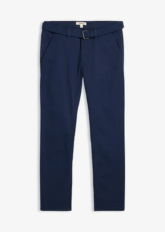 Regular Fit chino sztreccsnadrág kényelmes derékpánttal és övvel, Straight