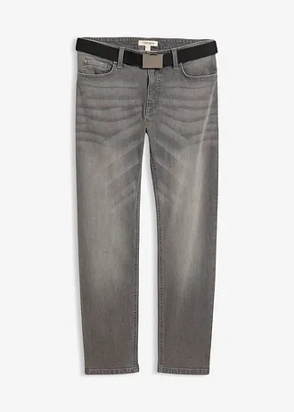 Regular fit jeans met riem, straight, Kleur: grey denim