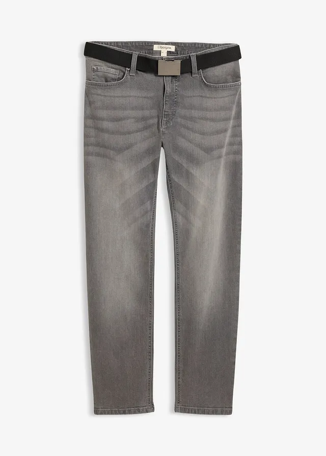 Jean extensible regular avec ceinture, droit