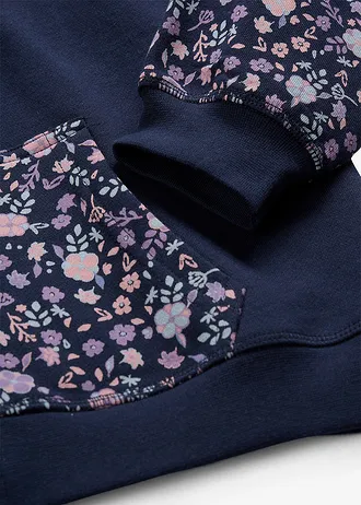 Sweatvest met capuchon van puur biologisch katoen • donkerblauw met print • bonprix online shop