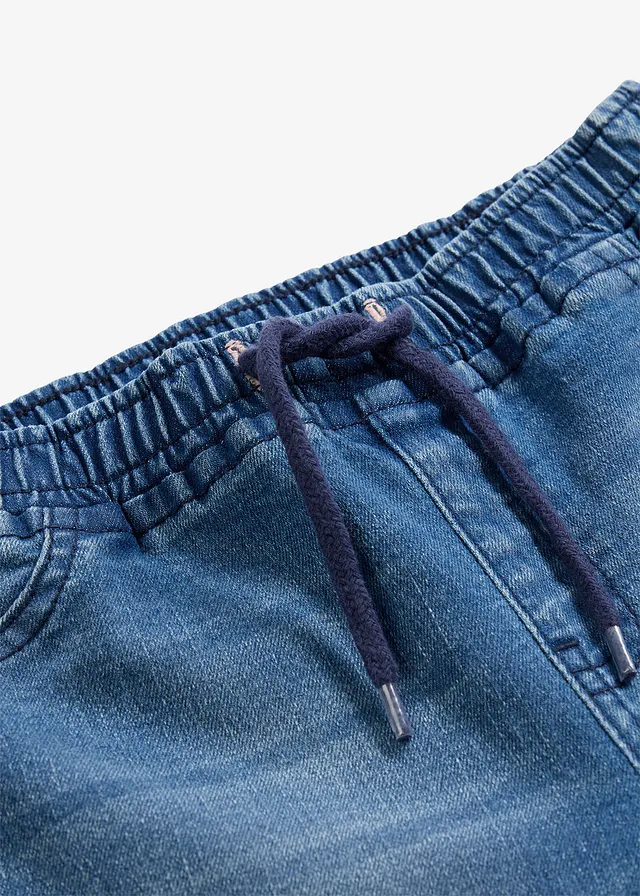 Instapjeans met tailleband, mid waist, Kleur: blauw denim