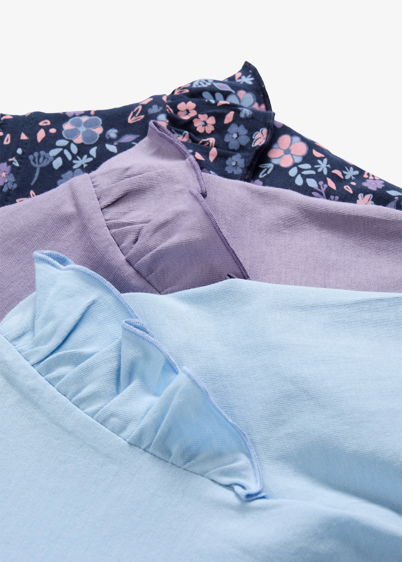 Longsleeve van biologisch katoen (set van 3) • donkerblauw+rookviolet+lichtblauw gebloemd • bonprix online shop