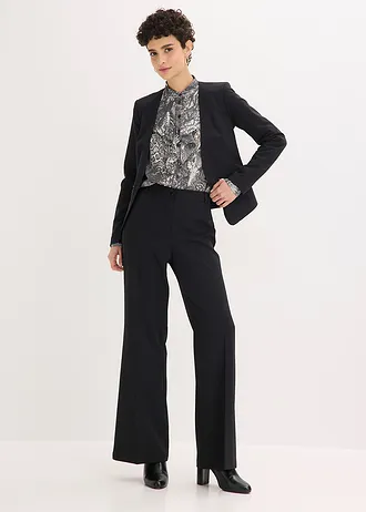 Chiffon blouse met volants • zwart-parelwit slangenprint • bonprix online shop