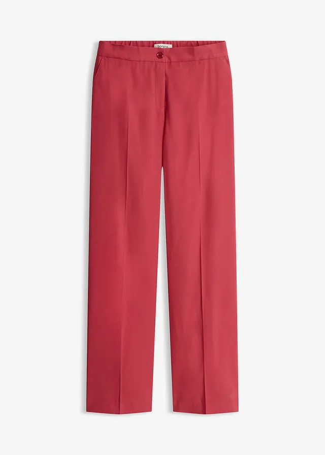 Lichte Marlene Dietrich broek met viscose, Kleur: kersenrood