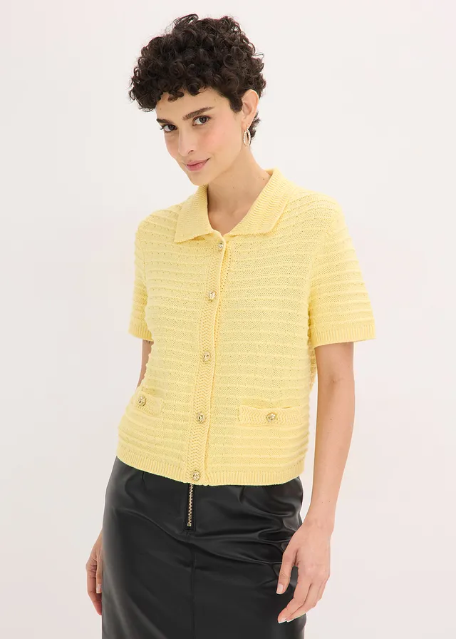 Vest met decoratieve knopen, Kleur: lichtgeel