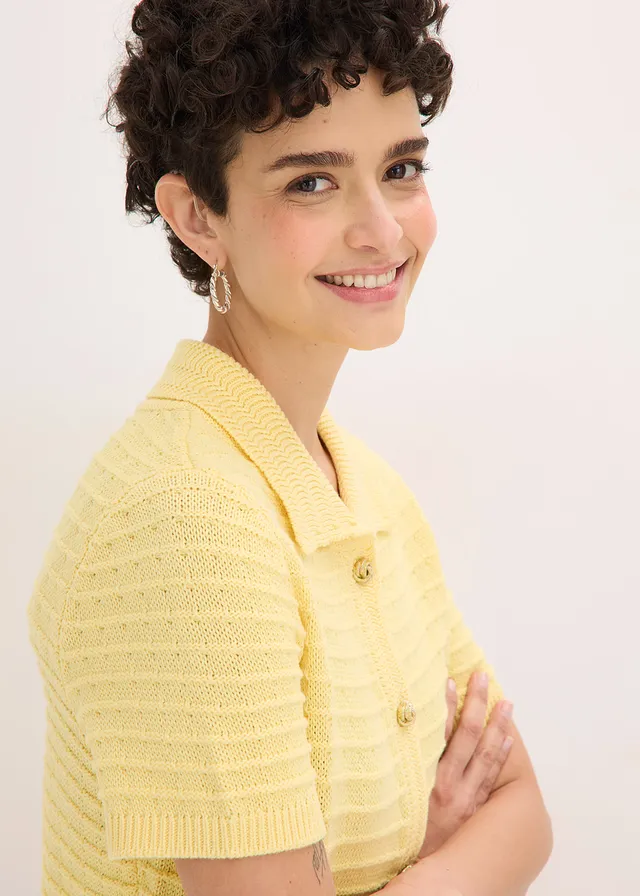 Gilet en maille à boutons décoratifs • jaune clair • product-page.page-title-suffix
