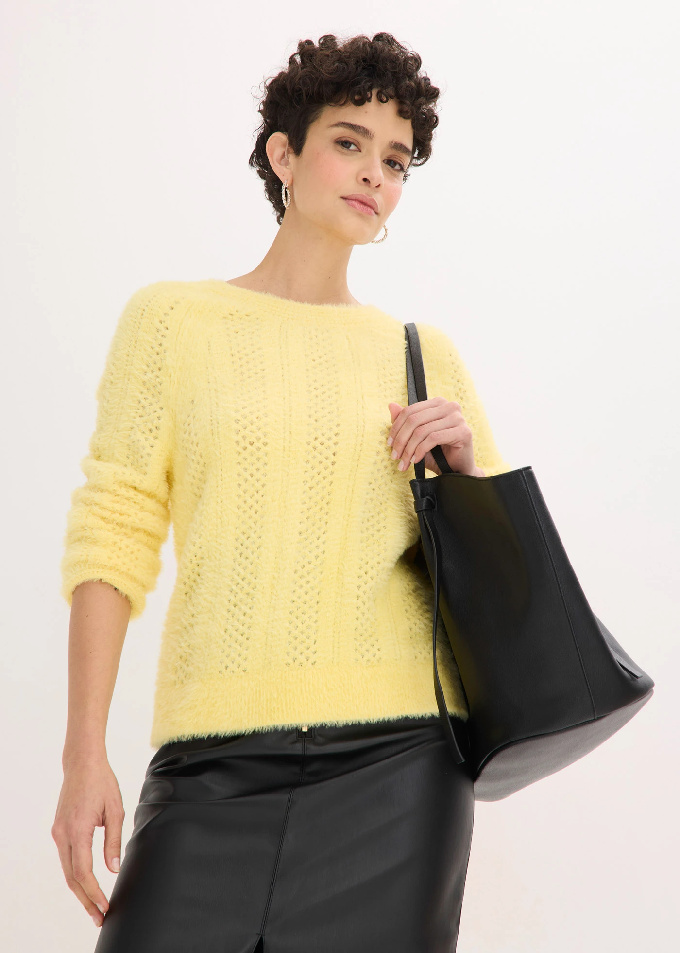 Ajour-trui met veergaren • lichtgeel • bonprix online shop