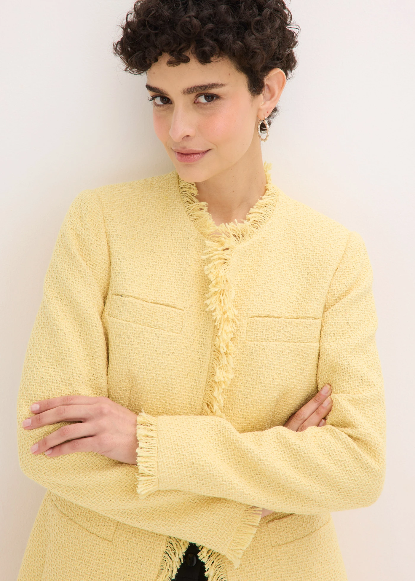 Lange bouclé blazer • lichtgeel • bonprix online shop