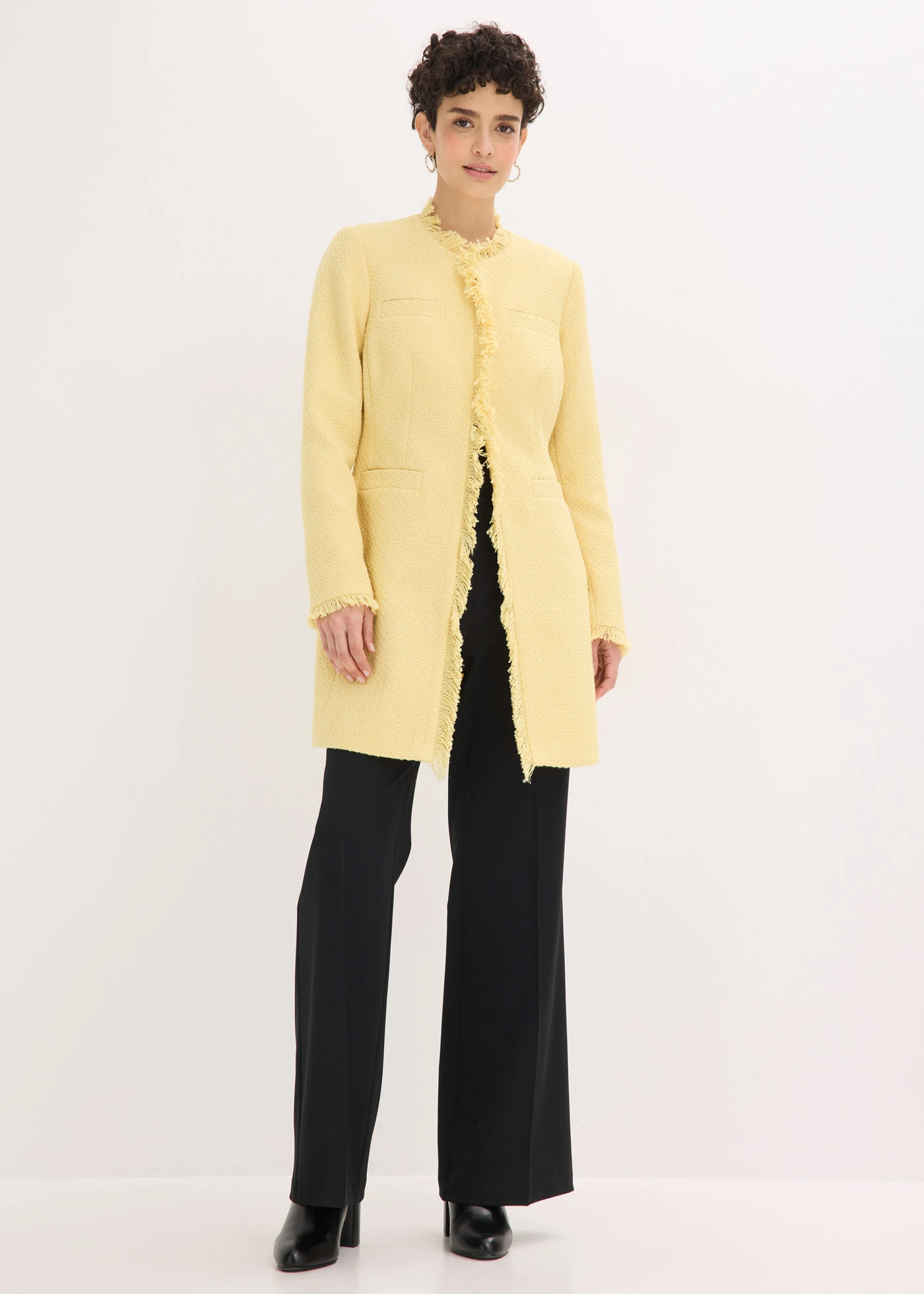 Blazer lung din țesătură bouclé • galben deschis • magazin bonprix