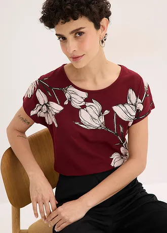 Bluză • roșu rubiniu/roz pal/gri-bej floral • magazin bonprix