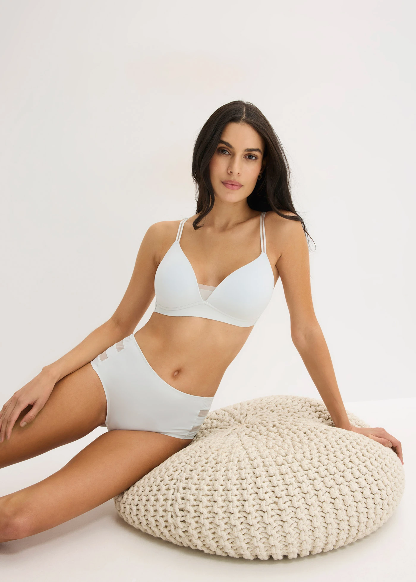 Chilot panty maxi lasercut Feel Comfort (set/2 buc.) • albastru crem + negru • magazin bonprix