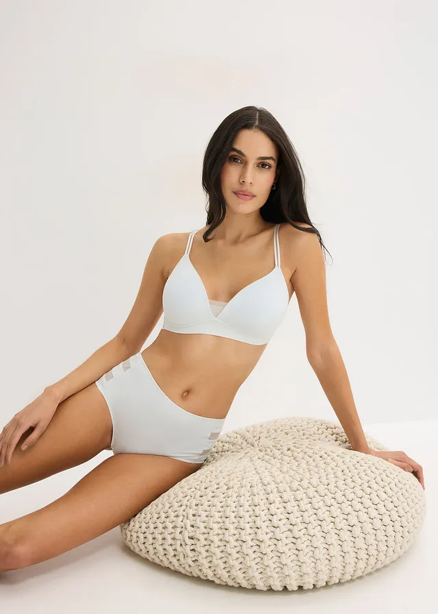 Chilot panty maxi lasercut Feel Comfort (set/2 buc.) • albastru crem + negru • magazin bonprix