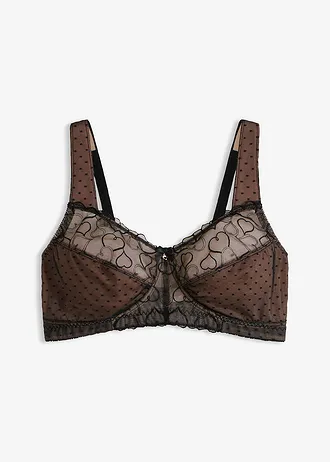 Soutien-gorge grand maintien sans armatures, bretelles rembourrées, Couleur: noir-marron clair