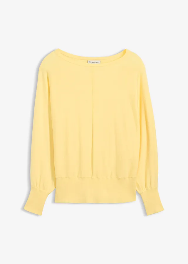 Sweter z rękawami typu nietoperz • jasnożółty • sklep bonprix