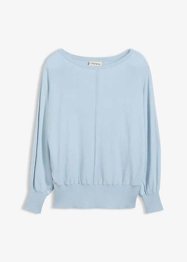 Sweter z rękawami typu nietoperz • niebieski pudrowy • sklep bonprix