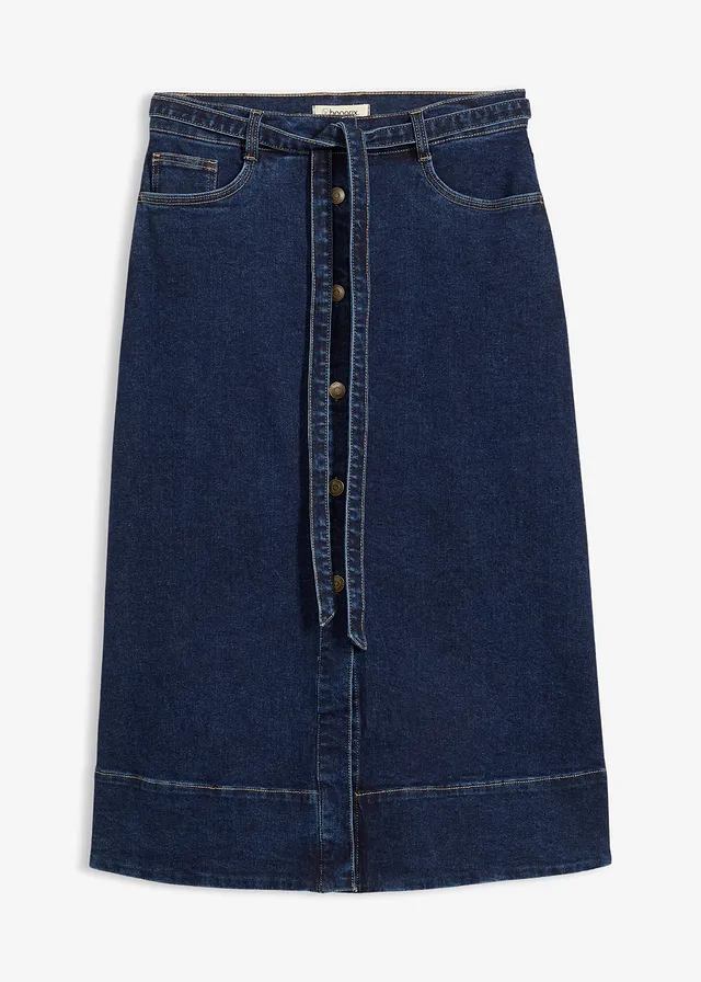 Jupe midi en jean avec boutons