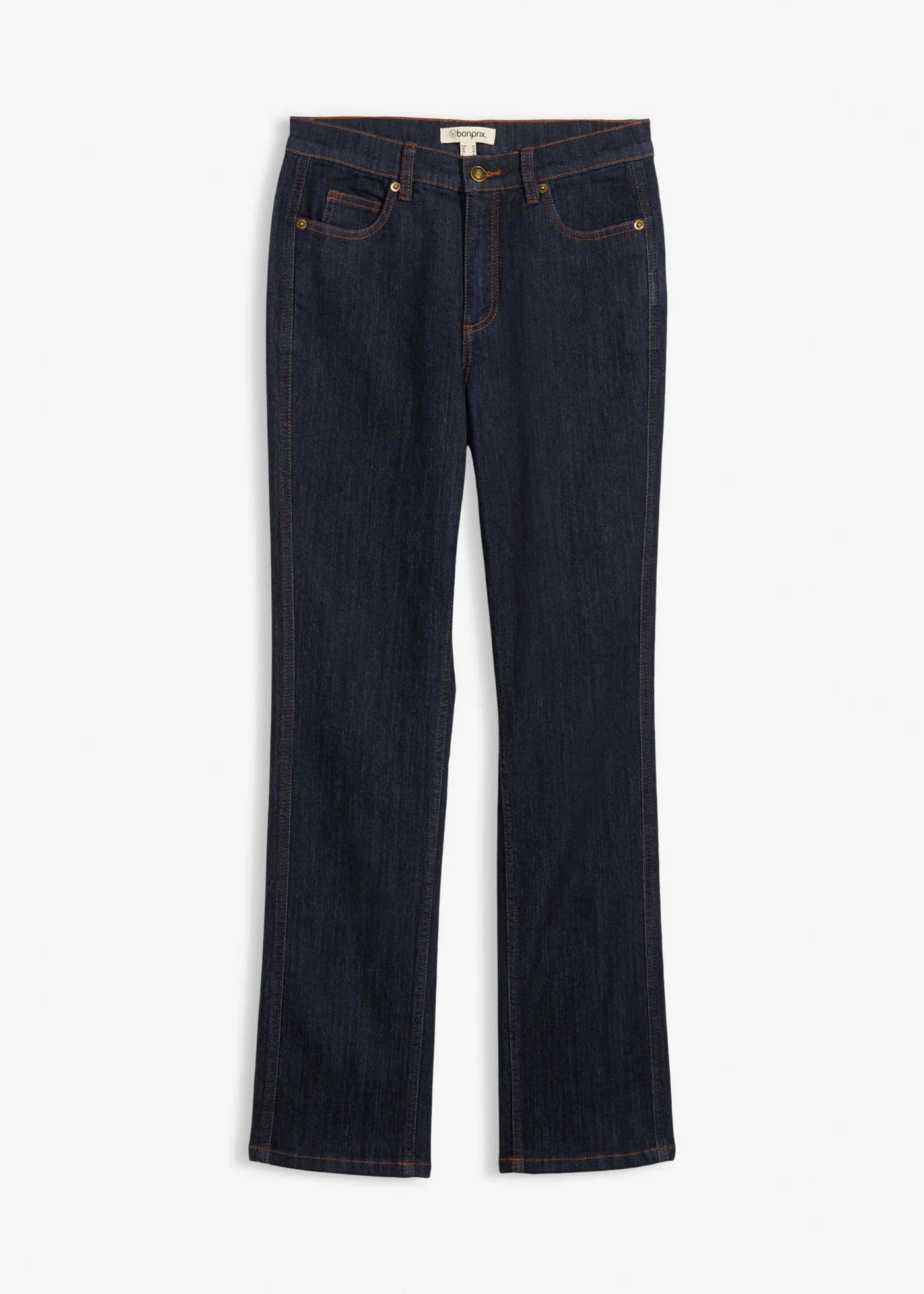 Blugi drepți High Waist • albastru profund denim neprespălat • magazin bonprix