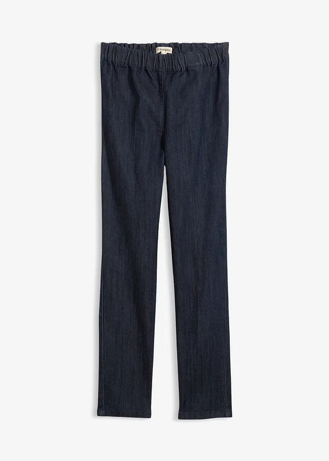 Jean slim taille haute, cropped, Couleur: bleu foncé denim brut