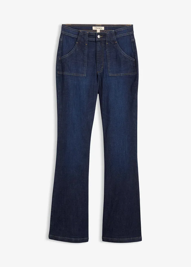Flared jeans, high waist, biologisch katoen