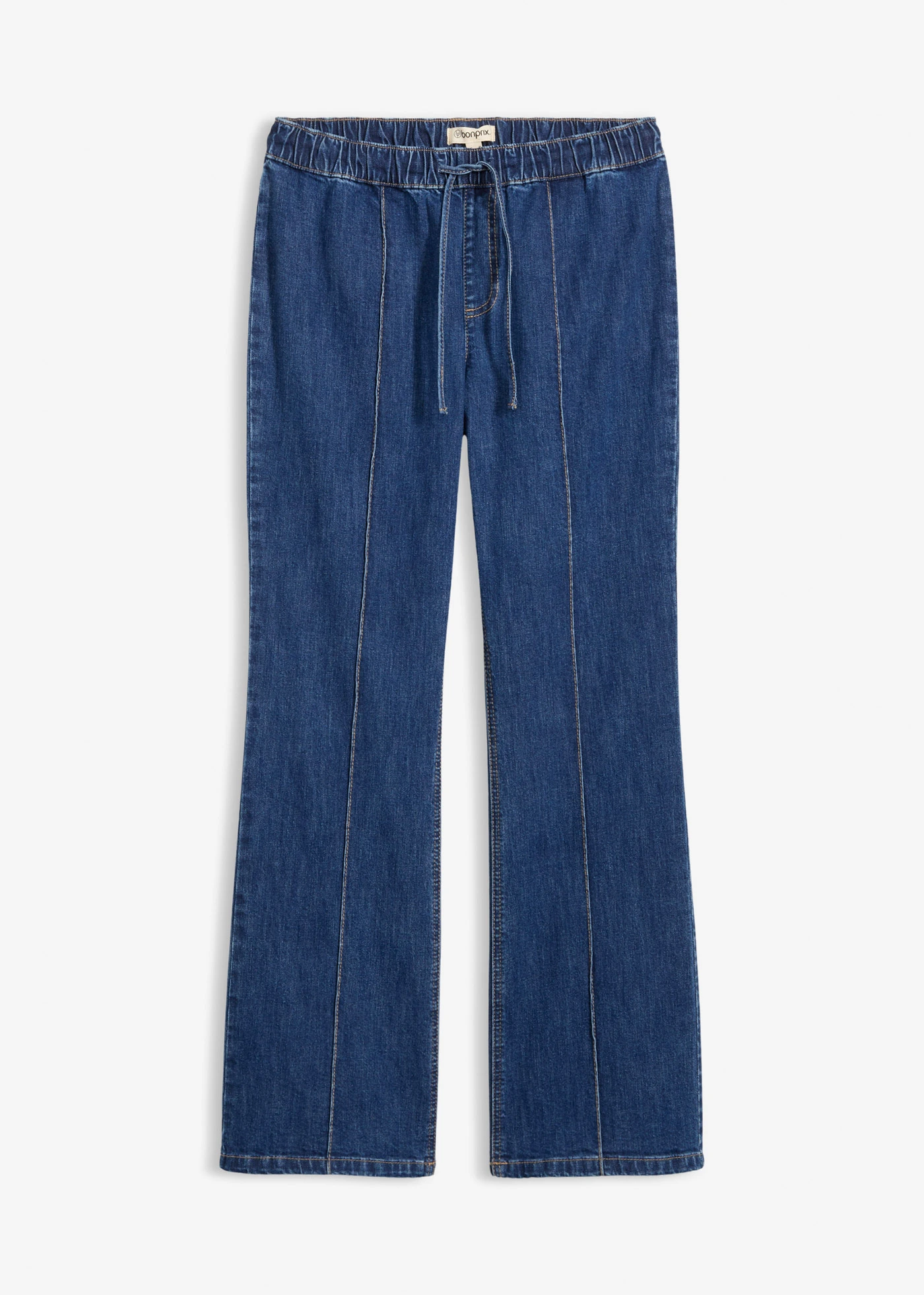 Bootcut farmer, Mid Waist, kényelmes derékpánt • kék denim, használt hatású • bonprix áruház