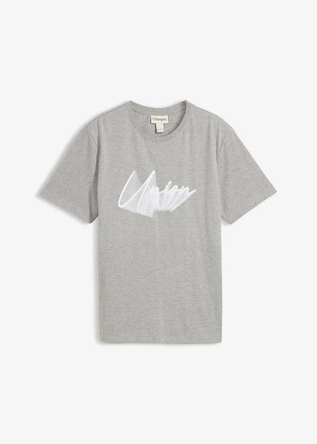 T-shirt met biologisch katoen, Kleur: lichtgrijs gemêleerd met print