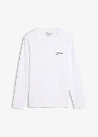 Bluzka z długim rękawem z bawełny organicznej, slim fit