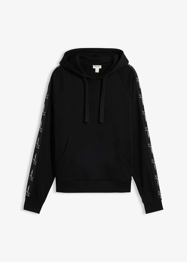 Sweat à capuche loose 100% coton, Couleur: noir