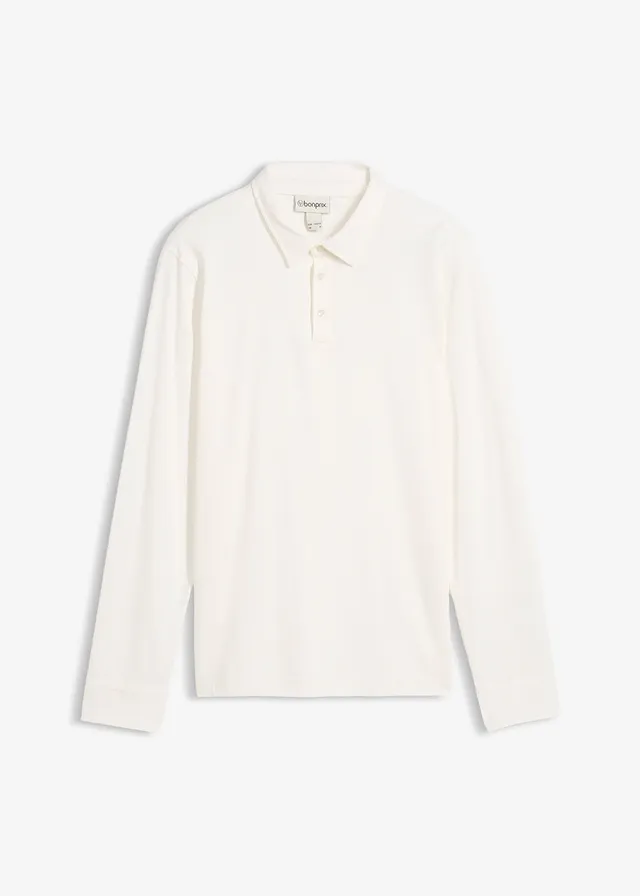 Polo manches longues slim, très doux • ecru • Boutique bonprix