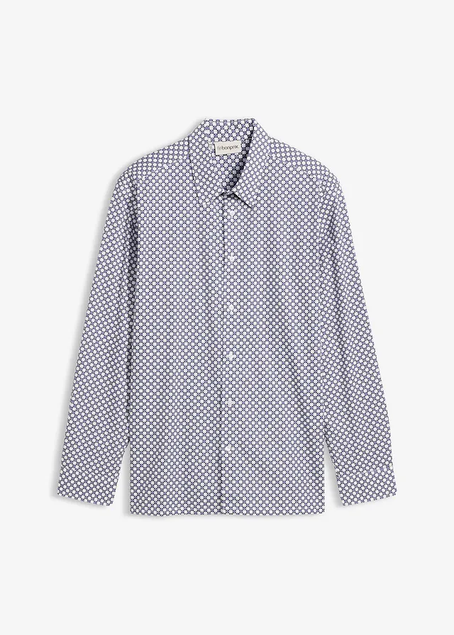 Business overhemd van puur katoen, modern fit • wit-blauw grafische print • bonprix online shop